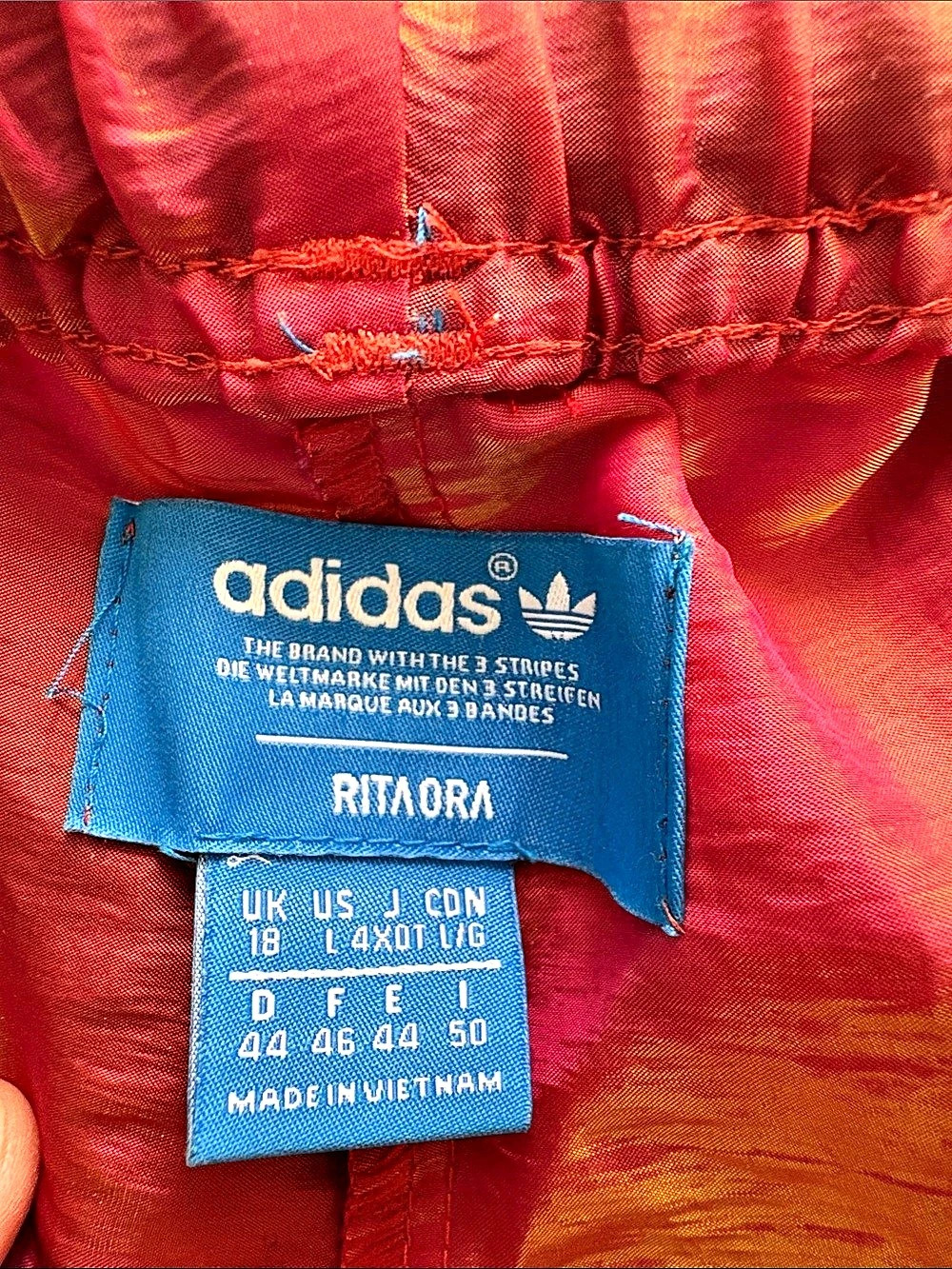 adidas RITRORA Color Block Puffer in Pink & Red Size Large
